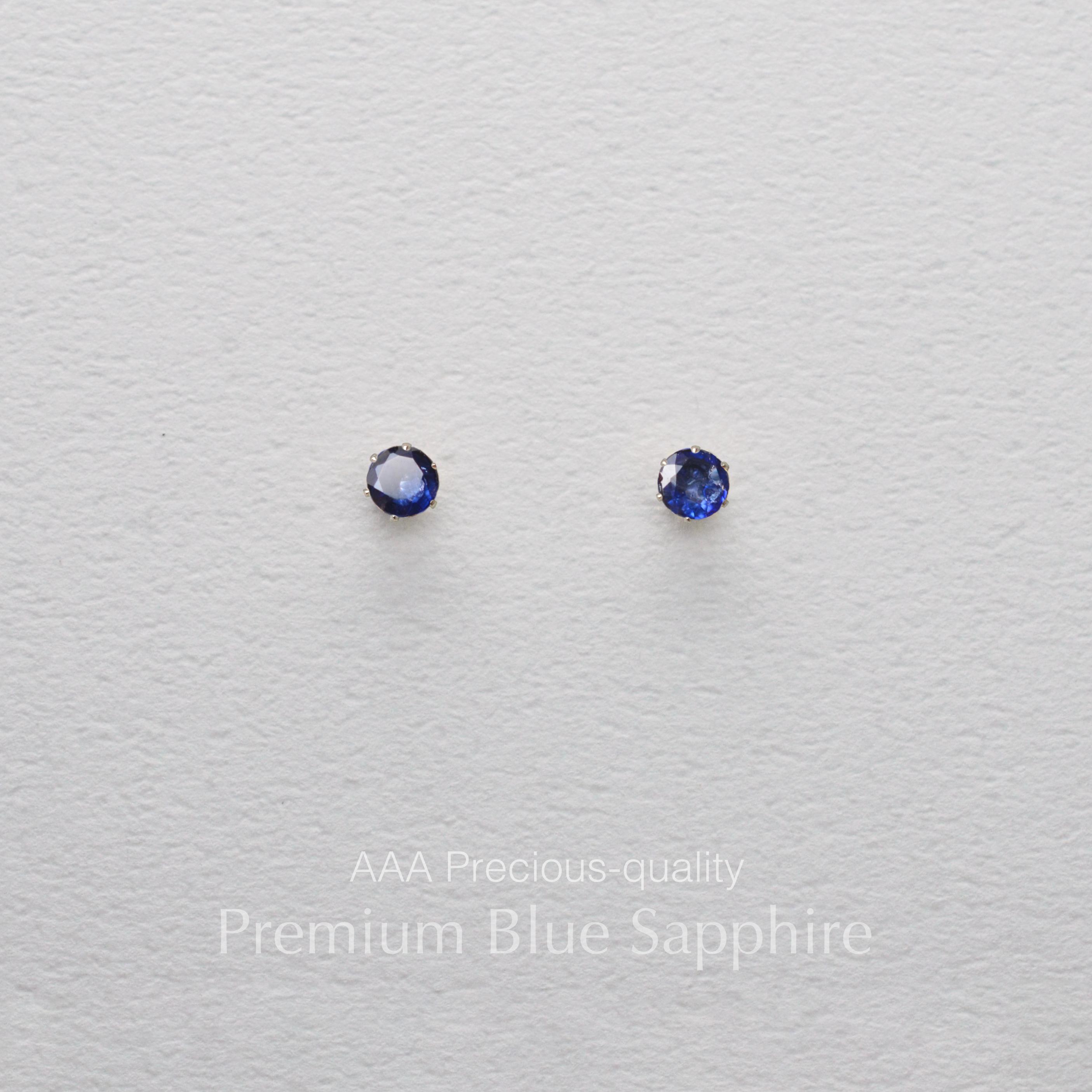 つけっぱなしOK! サファイア ピアス AAA サージカルステンレス 金属アレルギー スキンピアス ブルー 青 秋1枚目の画像