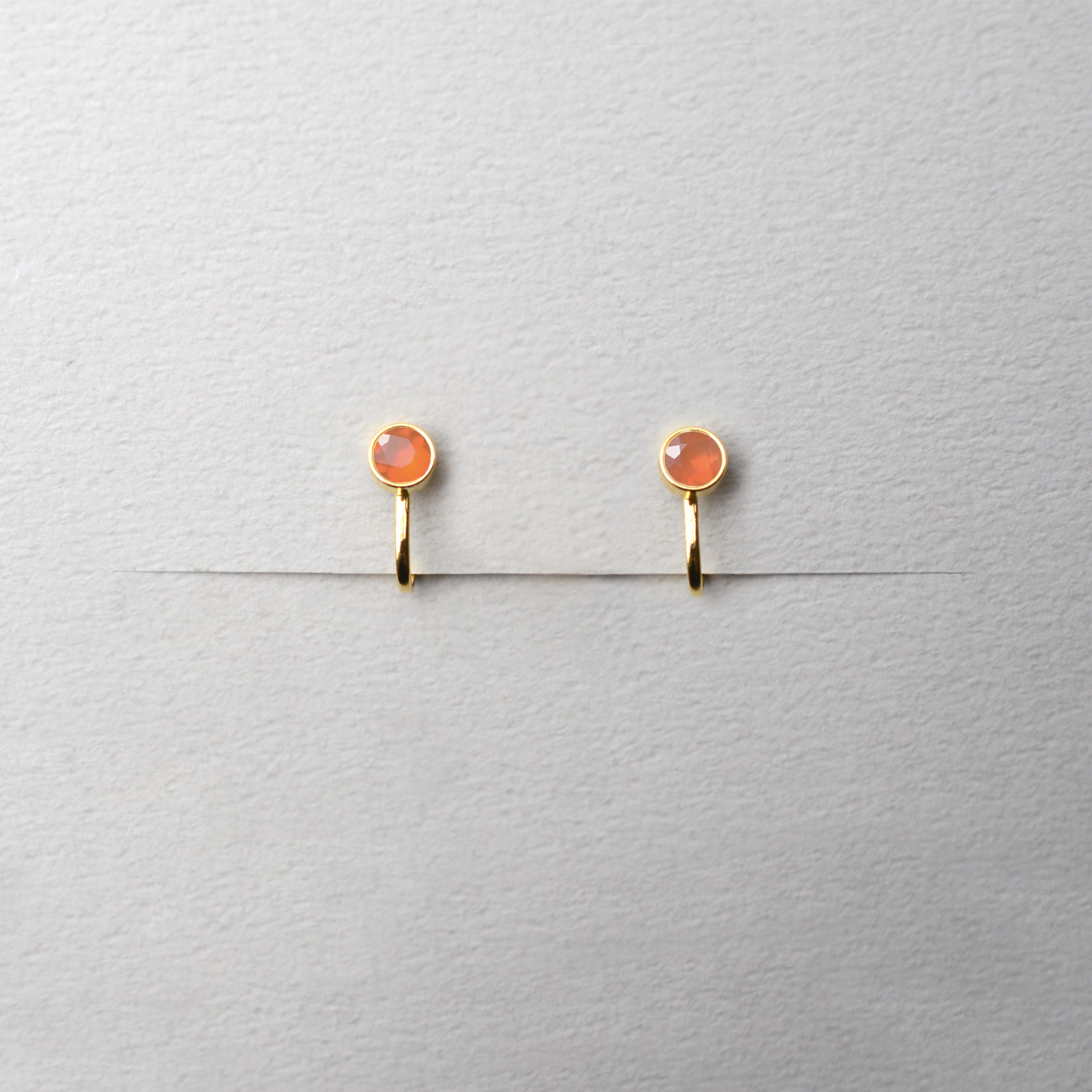 邪魔にならない! カーネリアン イヤリング AAA サージカルステンレス 金属アレルギー スキンイヤリング 秋1枚目の画像