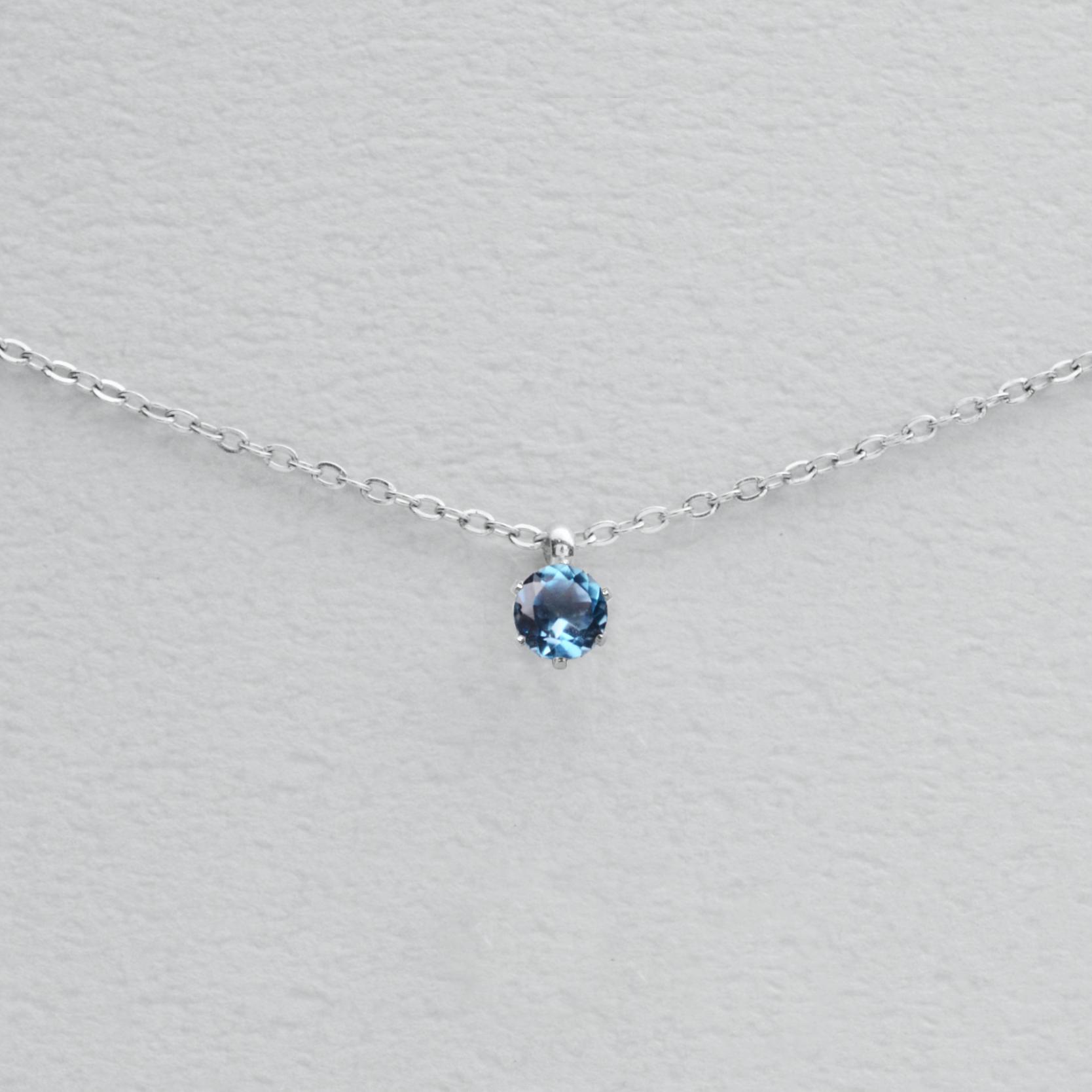 つけっぱなしOK!ロンドンブルートパーズ 一粒ネックレス AAA 金属アレルギー サージカルステンレス スキンネックレス1枚目の画像